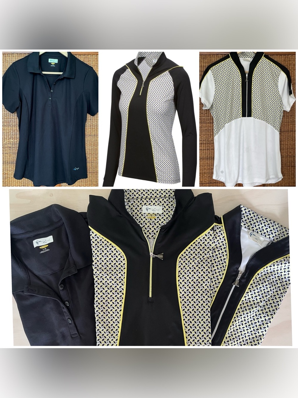 Greg Norman Women's Solar XP Grace 1/4 Zip Golf Pullover geometric 3 pc set sz L
